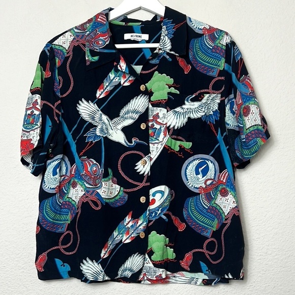 RE/DONE 50s Hawaiian Shirt Japanese Tsuru - Picture 2 of 6